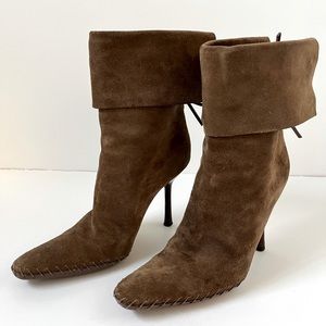 Gucci Camel Suede Leather Pointed Toe Ankle Boots Size 6 1/2 B